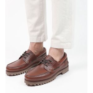 Manfield - Heren - Cognac leren veterschoenen - Maat 43