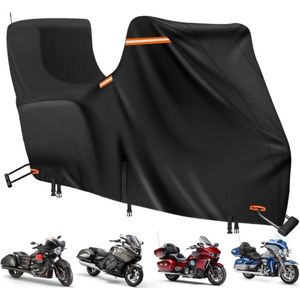 Motorhoes - Scooterhoes - Scootmobielhoes - Windscherm - Waterdicht - Nanomateriaal - Heavy Duty - met Side+Top Box - voor Buiten - 420D Oxford-stof - 300 x 111 x 142 cm - Zwart