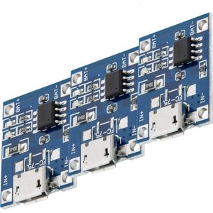 AZDelivery 3 x TP4056 Micro USB 5V 1A laadregelaar Lithium Li - Ionenbatterijlader module Inclusief E-Book!