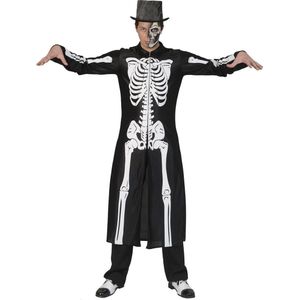 Funny Fashion - Spook & Skelet Kostuum - Rammelende Botten Skelet Jas Man - - Maat 52-54 - Halloween - Verkleedkleding