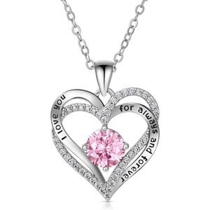 Swarovski Silverplated I Love You Hartjes Ketting Verstelbaar 45 tot 50 cm Inclusief Zwarte Luxe Square Sieradendoos met 9 Kunstrozen