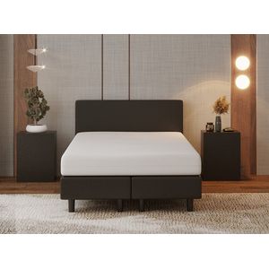Nessa® - 120x200 Boxspring Bjorn Zwart PU Skin Leder - Inclusief Pocketvering matras