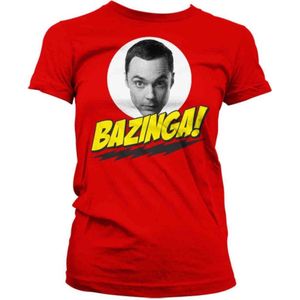 The Big Bang Theory Dames Tshirt -L- Bazinga Sheldons Head Rood