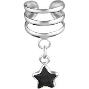Oorbellen | Ear Cuff | Zilveren ear cuff met hanger, ster in verschillende kleuren