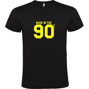 Zwart T shirt met print van "" Made in the 90's / gemaakt in de jaren 90 "" print Neon Geel size XXL