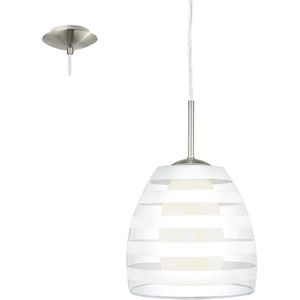 EGLO Fargo - Hanglamp - 1 Lichts - Nikkel-Mat - Wit, Helder