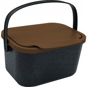 Practic Mini Bini - Bioafvalbak - inhoud 4,5 liter - Zwart met bruin deksel