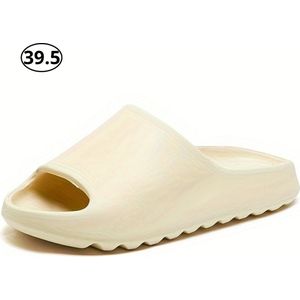 Livano Comfortabele Slippers - Badslippers - Teenslippers - Anti-Slip Slides - Flip Flops - Stevig Voetbed - Khaki - Maat 39.5