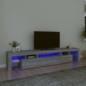 The Living Store TV-meubel - LED-verlichting - Grijs Sonoma Eiken - 215 x 36.5 x 40 cm (L x B x H) - Bewerkt hout