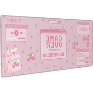 XL Grote Roze Aardbei Melk Gaming Muismat - Anti-Slip Rubberen Onderlegger voor Thuis en Kantoor - 70 x 29 cm Desk Mat