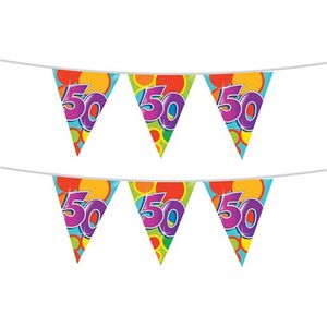 Haza Vlaggetjes 50 jaar - leeftijd verjaardag - 2x stuks - plastic 10m