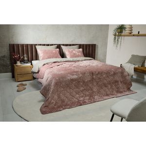 SleepMed Luxe Bedsprei Velvet 140x200cm - Incl 1 kussensloop - Polyester - Roze