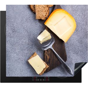 Kookplaataccessoires - Inductie beschermer - 59x52 cm - Inductie Afdekplaat - Anti Slip Mat - Kaas - Brood - Hollands - Stilleven - Inductiebeschermer - Voor kookplaat - Werkbladbeschermer - Keuken decoratie - Accessoires