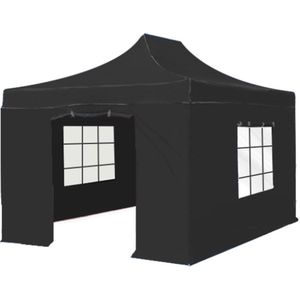 Easy up 3x3m zwart luxe partytent opvouwbaar