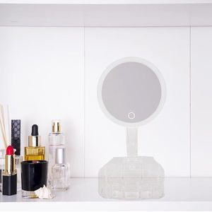 Draaibare LED-spiegel met opbergruimte voor sieraden - Overig - Transparent - SILUMEN