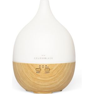 Close 2 nature Geurwolkje® Diffuser Licht hout 200 ML - Geurverspreider - Luchtbevochtiger - Vernevelaar - voor Aromatherapie - Nachtlampje