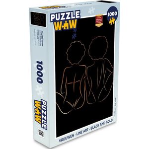Puzzel Vrouwen - Line art - Black and gold - Legpuzzel - Puzzel 1000 stukjes volwassenen