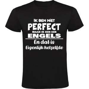 Ik ben niet perfect maar ik ben een Engels en dat is eigenlijk hetzelfde Heren T-shirt | achternaam | jarig | verjaardag | naam | grappig | Zwart
