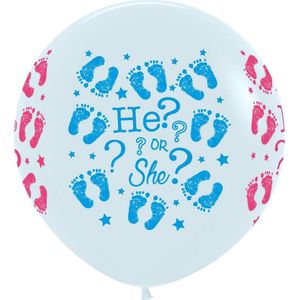 Giant reuze Ballon  ""he or she"" 90 cm 36"" ""printed all over