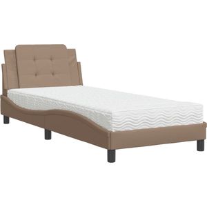 vidaXL - Bed - met - matras - kunstleer - cappuccinokleurig - 100x200 - cm