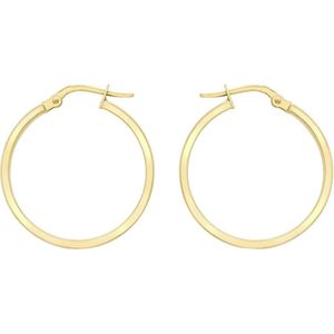 Lucardi Dames Oorbellen glad 20mm - Oorbellen - Cadeau - 9 Karaat - Geelgoud