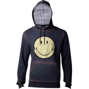 Smiley - Acid Washed Smiley heren hoodie trui met capuchon grijs - 2XL