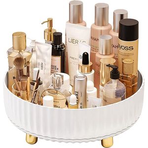 YONO Make Up Organizer Draaitafel - Opbergdoos voor Skincare / Parfum / Cosmetica / Lippenstift / Beauty - 360° Draaibaar Houder - Opbergsysteem - Wit