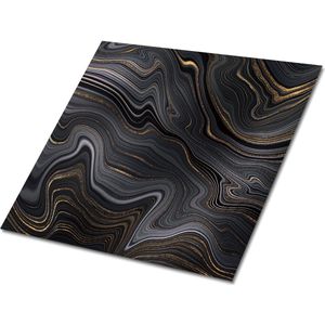Tulup PVC Tegels - Donkere Abstractie Vinyl Tegels - 30 cm x 30 cm - Zwart Zelfklevende Vinyltegels - 9 stuks - Zelfklevende PVC Tegels - Marmer Plaktegels - Vloer Tegels PVC - Plaktegels keuken en Badkamer