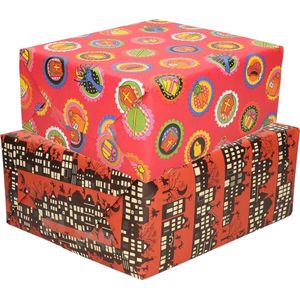 Setje van 10x rollen Sinterklaas inpakpapier/cadeaupapier 2,5 x 0,7 meter 2 soorten prints
