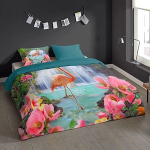 Pure Dekbedovertrek ""flamingo, tropischeprint"" - Multi - (240x200/220 cm) - Microfiber