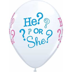 Ballonnen He Or She? - Gender Reveal - 5 stuks