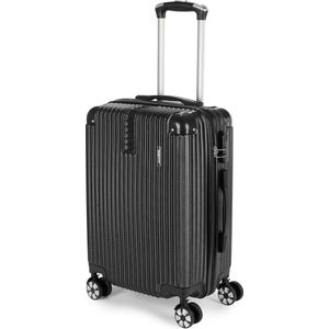 BRUBAKER Handbagage Koffer London - Reiskoffer met Cijferslot, 4 Wielen en Comfortabele Handgrepen - 37 x 56 x 22 cm ABS Trolley - Hardcase Trolley (M - Zwart)