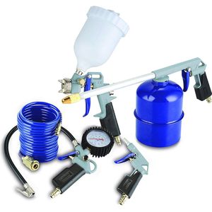 5-delige compressor accessoires set voor blaas-, opblaas- en schilderwerk