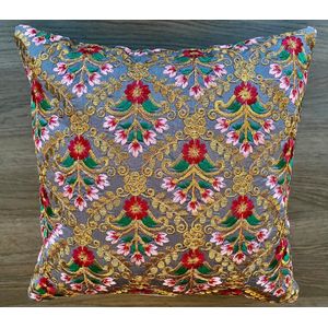 Kussens woonkamer - kussenhoes 30 x 30 cm - kussensloop - sierkussens - cushion cover - katoensilk - Kussenhoesjes - 2 stuks - etnisch Indiaas - borduurwerk - embroidery