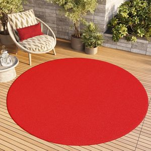 Tapiso Mono Rond Vloerkleed Rood Laagpolig Effen Tapijt Maat- 240x240