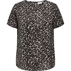 ONLY CARMAKOMA CARVICA SS TOP WVN NOOS Dames Panterprint Top - Maat 54