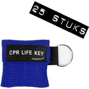 25x Pack Hospitrix Kiss of Life Sleutelhanger Donkerblauw - 5cm - CPR Masker met Wegwerp Beademingsmasker