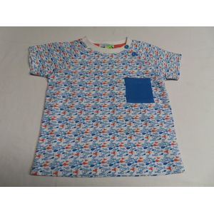 T shirt - Korte mouwen - Jongens - Off white , blauw , oranje - Vissen all over - 2 jaar 92