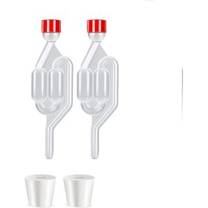 Zeynomax - Transparante gisting airlock voor wijn-terugslagventiel - 2 stuks kunststof gistingsbuis met stop - wijngisting - wijn bier maken - gisten RVS - fermentatie.