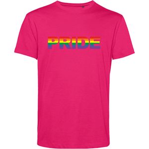 T-shirt PRIDE Regenboog | Gay pride shirt kleding | Regenboog kleuren | LGBTQ | Roze | maat XXL