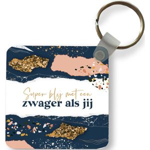 Sleutelhanger - Uitdeelcadeautjes - Zwager - Goud - Glitter - Plastic