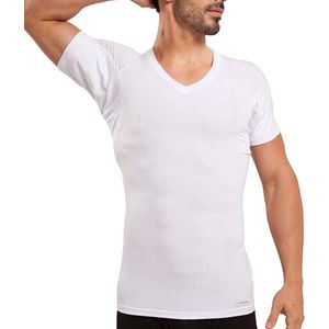 Anti Zweet Shirt – V-Hals - Krexs - Ingenaaide Okselpads – Anti Transpirant – Ondershirt - Wit - Mannen