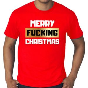 Grote maten fout Kerst t-shirt - Merry Fucking Christmas - rood voor heren - kerstkleding / kerst outfit XXXL