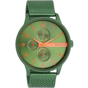Groene OOZOO horloge met groene metalen mesh armband - C11303