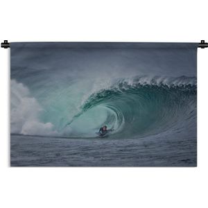Wandkleed Surfen - Surfer in grote golf Wandkleed katoen 60x40 cm - Wandtapijt met foto
