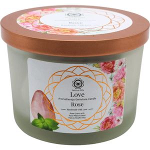 Green Tree aromatherapie kaars love rose met edelstenen 256g