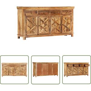 The Living Store Dressoir met 4 lades 160x40x85 cm massief mangohout - Dressoir - Mangohout - Indiaanse Stijl - Rustic - Vintage