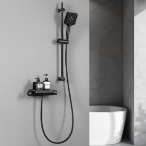 Lonheo max Doucheset Thermostaatkraan met Glijstang - Handdouche met 3 straalstanden - Zwart