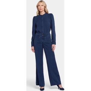 NYDJ High Rise Teresa Wide Leg Jeans Donkerblauw Gestreept Premium Denim | Dark Ocean Stripe
