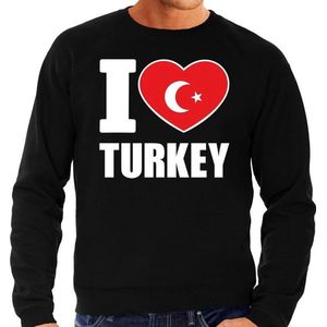 I love Turkey supporter sweater / trui voor heren - zwart - Turkije landen truien - Turkse fan kleding heren S